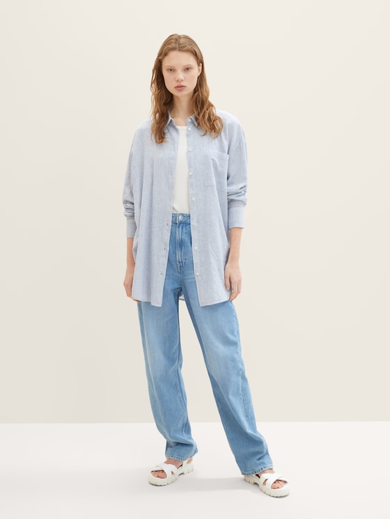 Oversized shirt blouse with linen