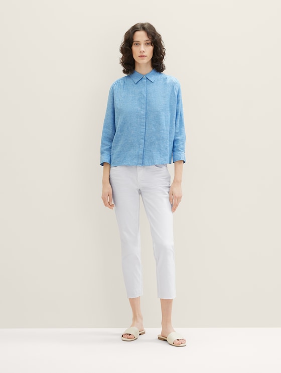 Blouse with linen