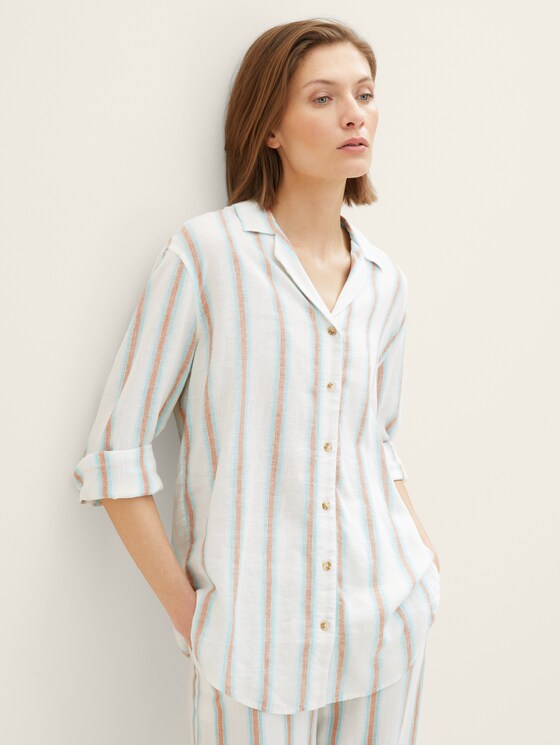 Shirt blouse with linen