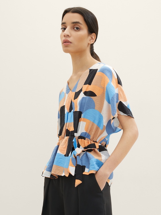Patterned wrap-around blouse
