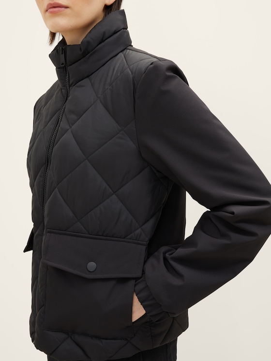 Padded hybrid jacket with a waffle texture