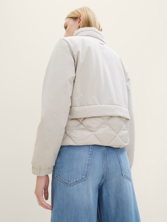 Padded hybrid jacket with a waffle texture