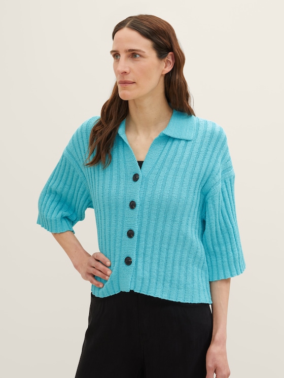 Cardigan with a polo collar