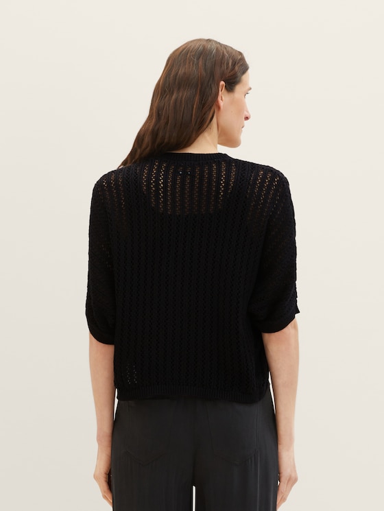 Short-sleeved cardigan by Women, deep black
