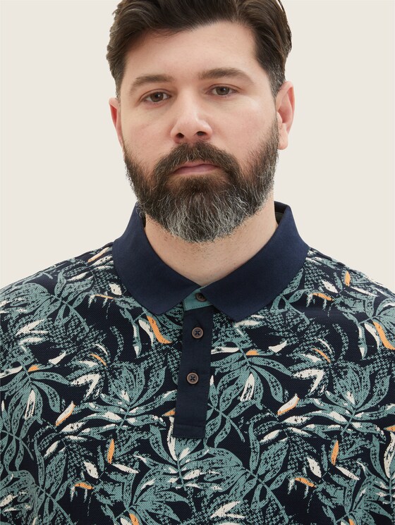 Plus - Poloshirt mit Allover-Print