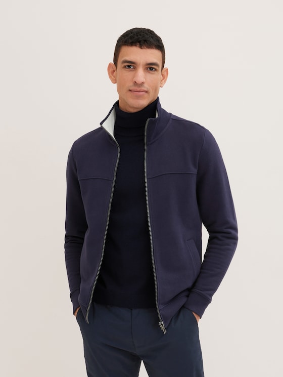 Veste sweat avec coutures décoratives par Men, Knitted Navy