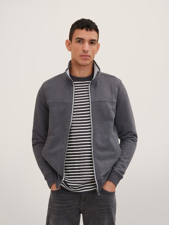 Veste sweat avec coutures décoratives par Men, Dark Grey Melange