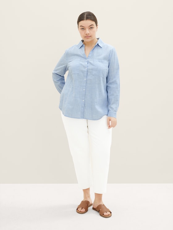 Plus - long-sleeved blouse with chest pockets
