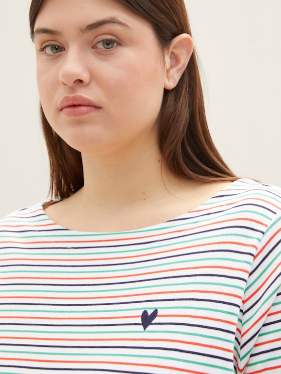 Plus - Striped 3/4-sleeved shirt