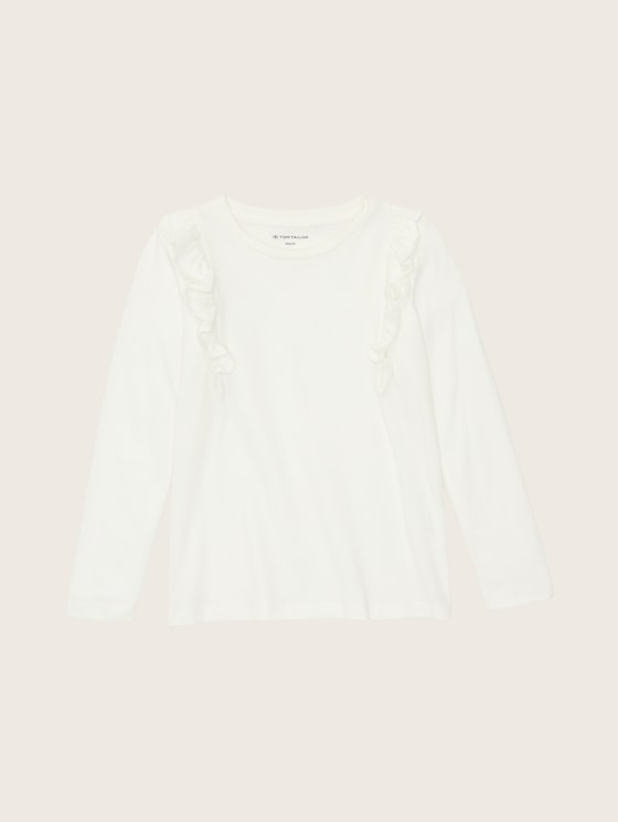 Shirt met lange mouwen en ruches door Mini Girls, Wool White