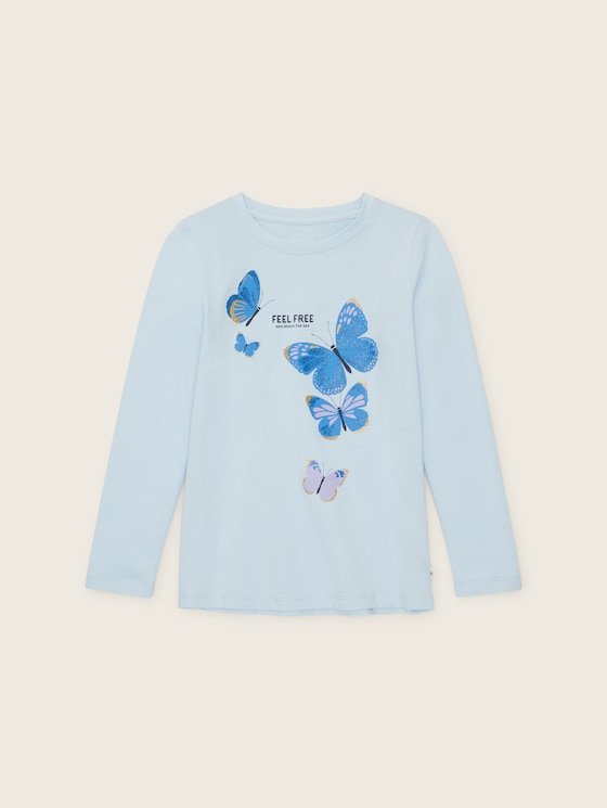 T-shirt met lange mouwen en bedrukt motief door Mini Girls, new breeze blue