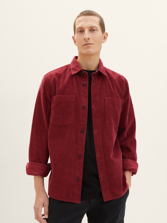 Corduroy overhemdjasje door Men, burned bordeaux red