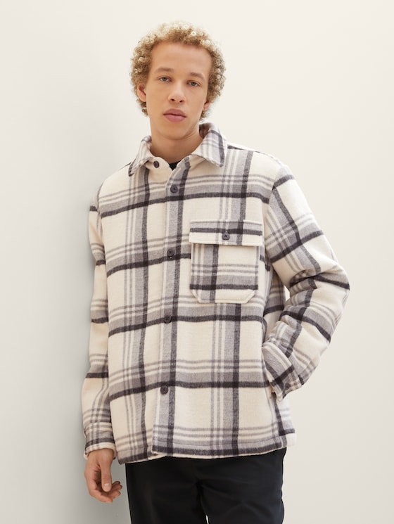 Shirt jacket with a check pattern