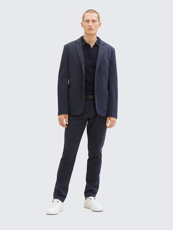 TTTRAVIS Slim Chino with belt by Men, navy zig zag structure