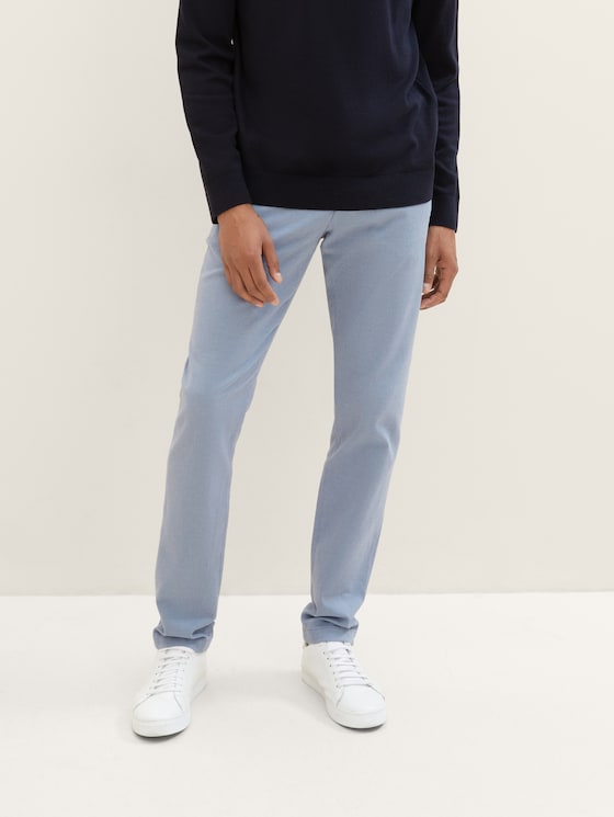 TTTRAVIS Slanke Chino met riem door Men, light blue zig zag structure