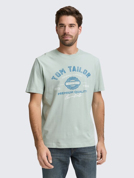 T-shirt with logo print by Men, soft greyish green