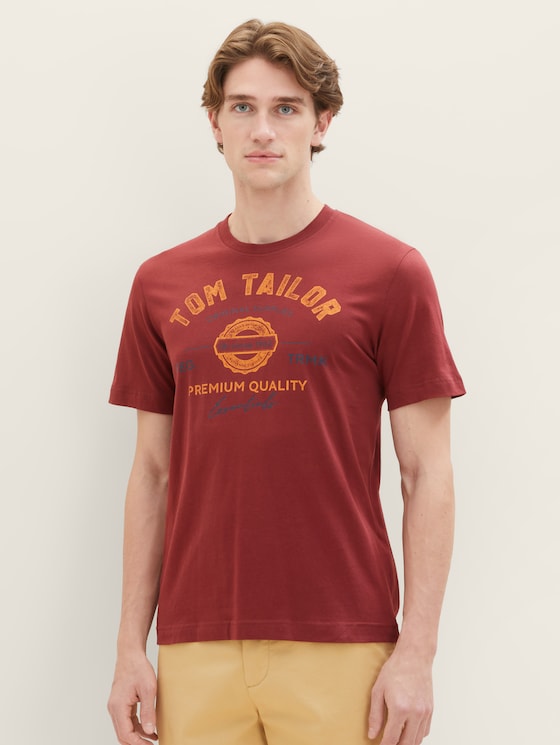 T-shirt met logo print door Men, burned bordeaux red