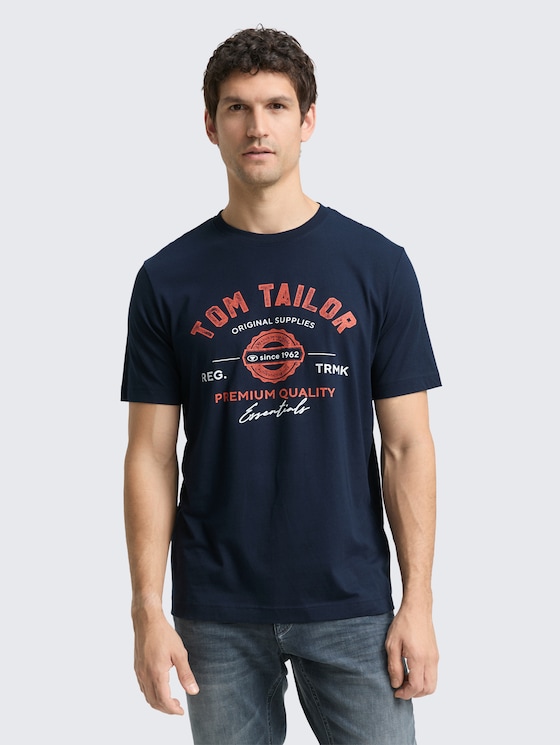 T-shirt met logo-print door Men, dark blue silhouette