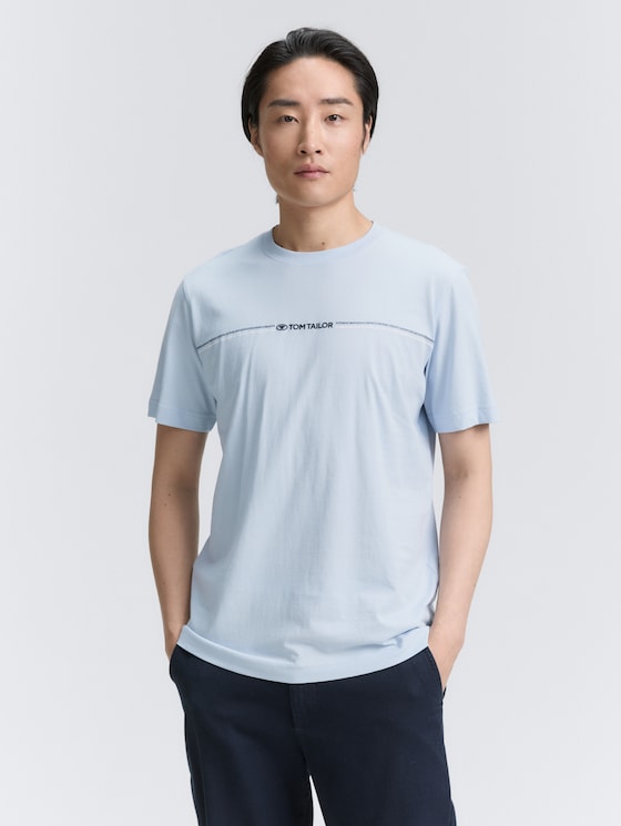 T-shirt with print by Men, Light Metal Blue