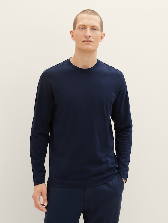 Shirt met lange mouwen en kleine borduursels door Men, sky captain blue