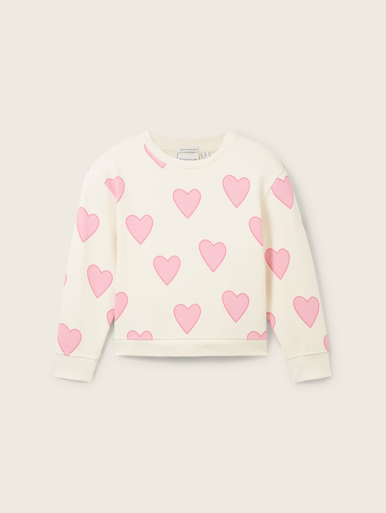 Sweatshirt met allover-print door Mini Girls, big heart print