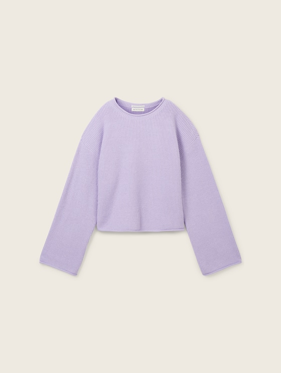 Cropped knitted sweater with LENZING(TM) ECOVERO(TM)