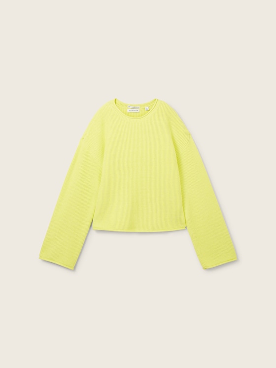 Cropped knitted sweater with LENZING(TM) ECOVERO(TM)