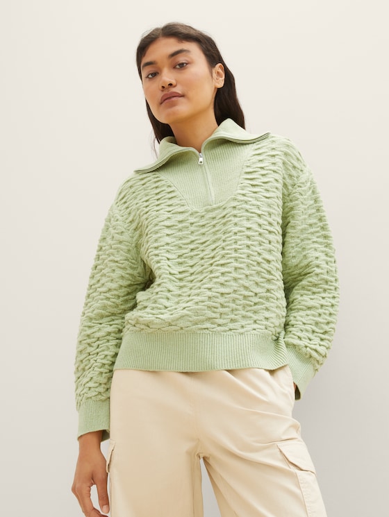 Troyer sweater with recycled polyester
