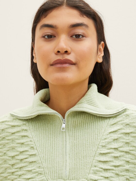 Troyer sweater with recycled polyester