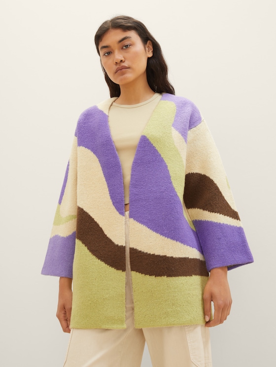 Multi-coloured cardigan without a collar