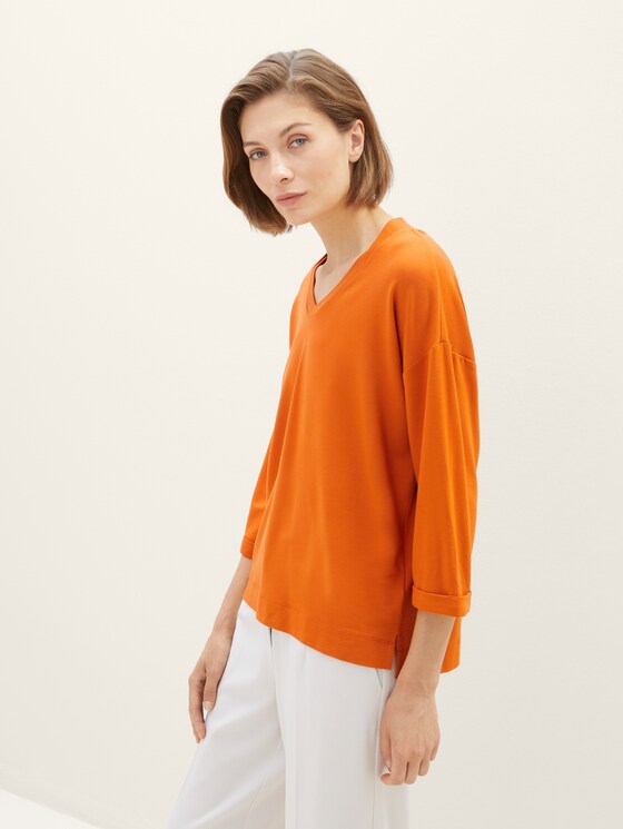 T-shirt à manches 3/4 avec col en V