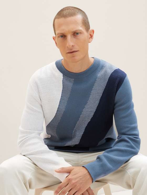 Knitted sweater with a motif