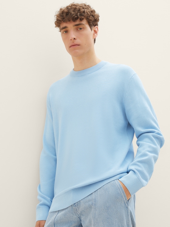 Sweater with texture by Denim Male, washed out middle blue