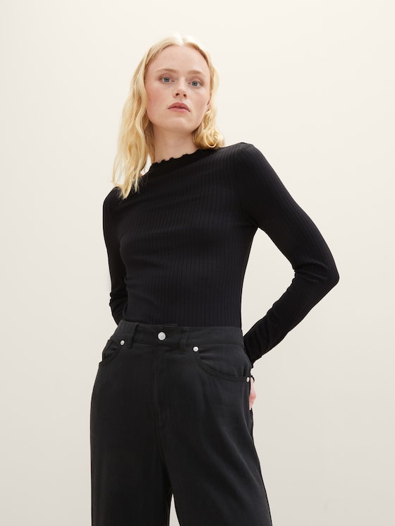 Langarmshirt mit Rippstruktur