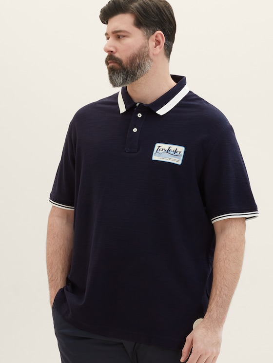 Plus Size - Poloshirt mit Logoprint von Men Plus Size, sky captain blue