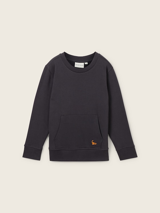 Sweater met kangoeroezak door Mini Boys, coal grey