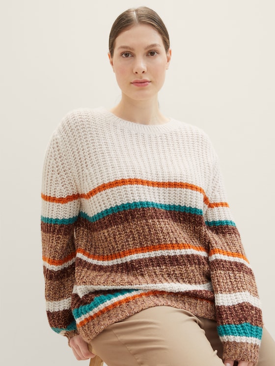 Plus - Striped knitted sweater