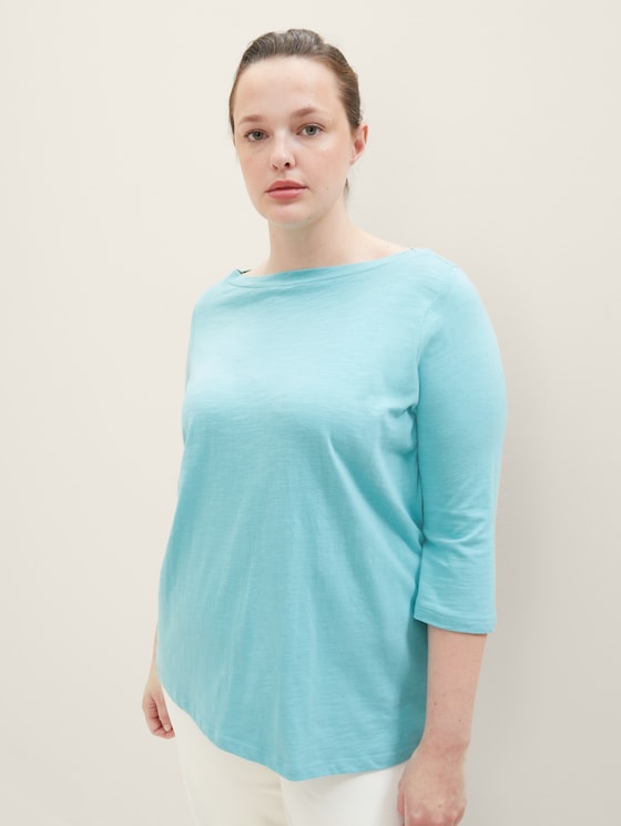 Plus - long-sleeved T-shirt with a submarine neckline