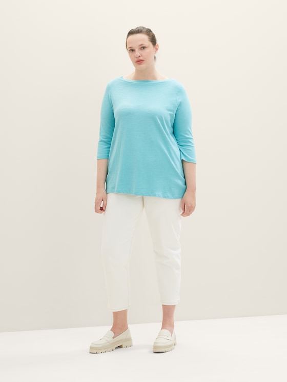 Plus - Long-sleeved shirt with a submarine neckline