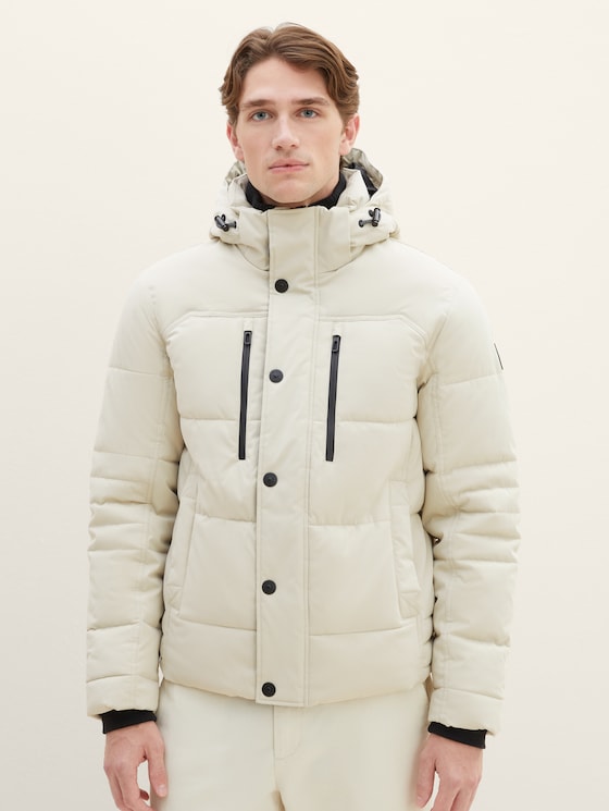 Mens white puffer clearance jacket with fur hood