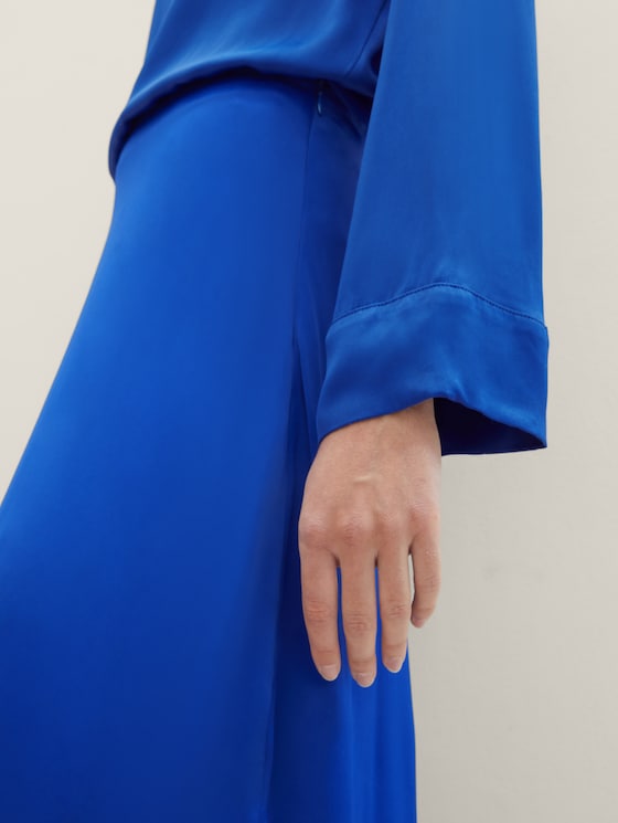 Satin blouse with a stand-up collar