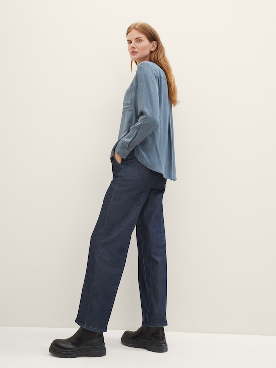 Blouse in gemêleerde look door Women, stormy sea blue melange