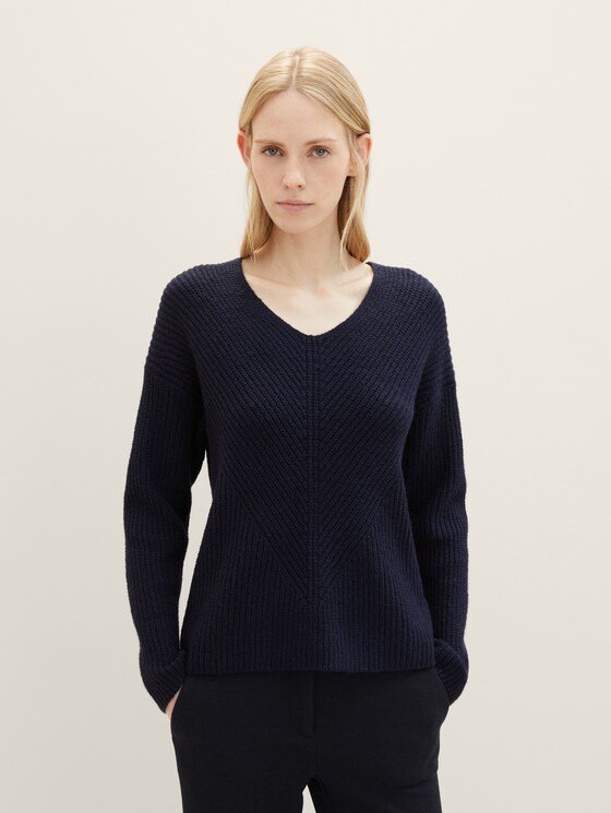 V-Ausschnitt Strickpullover