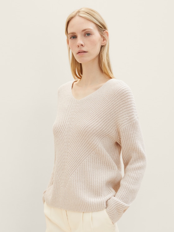 V-neck knitted sweater