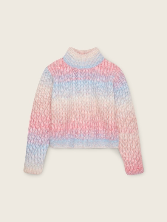 Cropped knitted sweater with recycled polyester