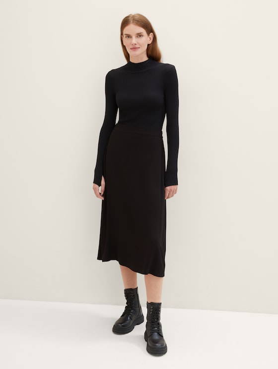 Midi-rok met structuur door Women, deep black