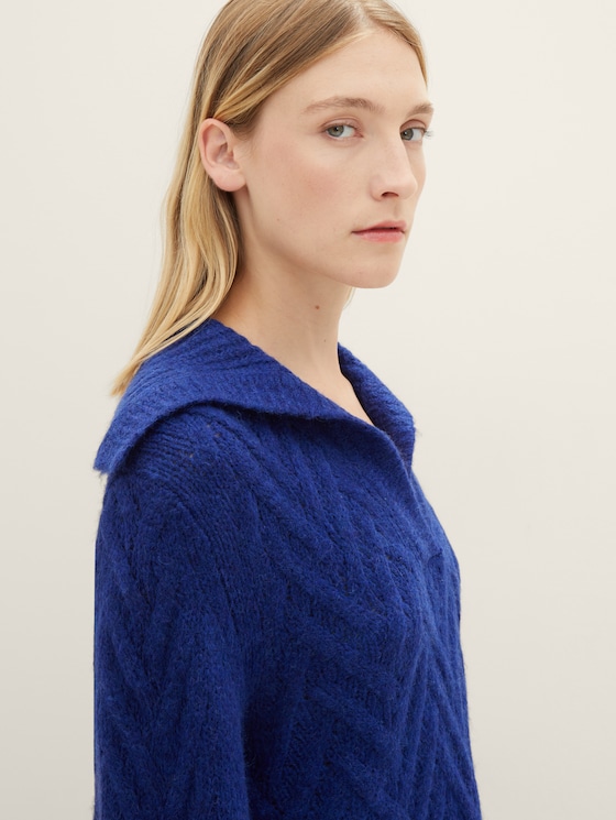 Strickpullover mit Troyer Kragen