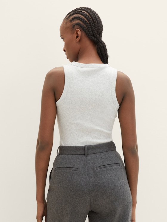 Top mit Rippstruktur von Denim Female, basic light grey melange