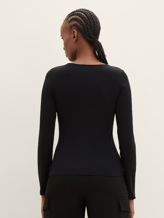Long-sleeved shirt with a square neckline by Denim Female, deep black