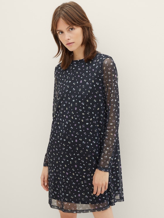 Gedessineerde mini-jurk door Denim Female, black small flower print